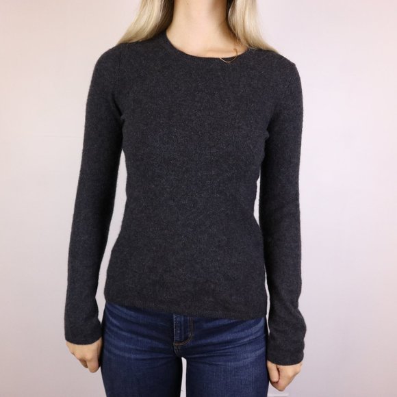 Lord & Taylor 100% cashmere slim fit dark grey crewneck sweater - Picture 3 of 8